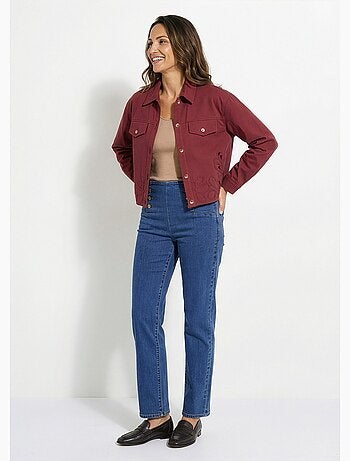 Veste courte en denim, détails ajourés - AFIBEL