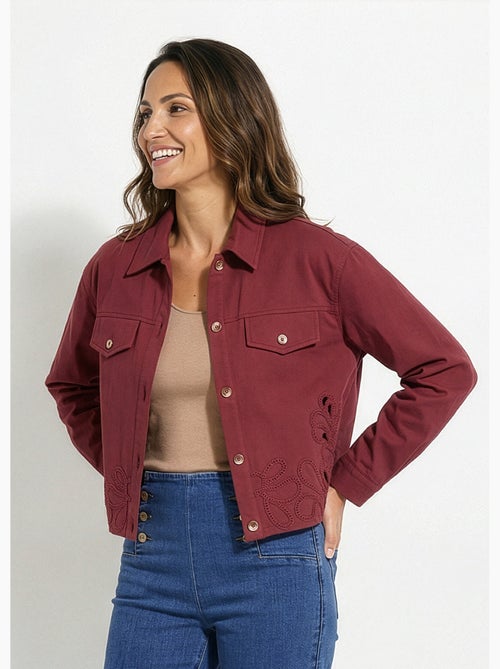 Veste courte en denim, détails ajourés - AFIBEL - Kiabi