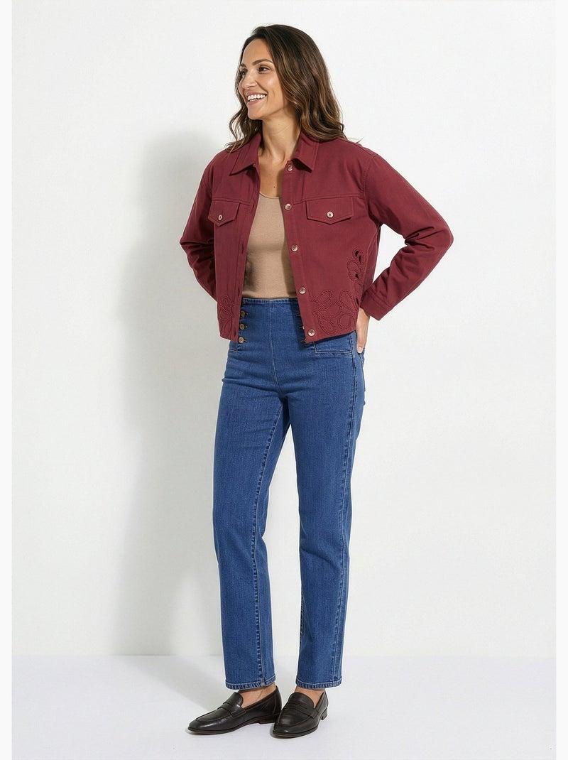 Veste courte en denim, détails ajourés - AFIBEL Bordeaux - Kiabi