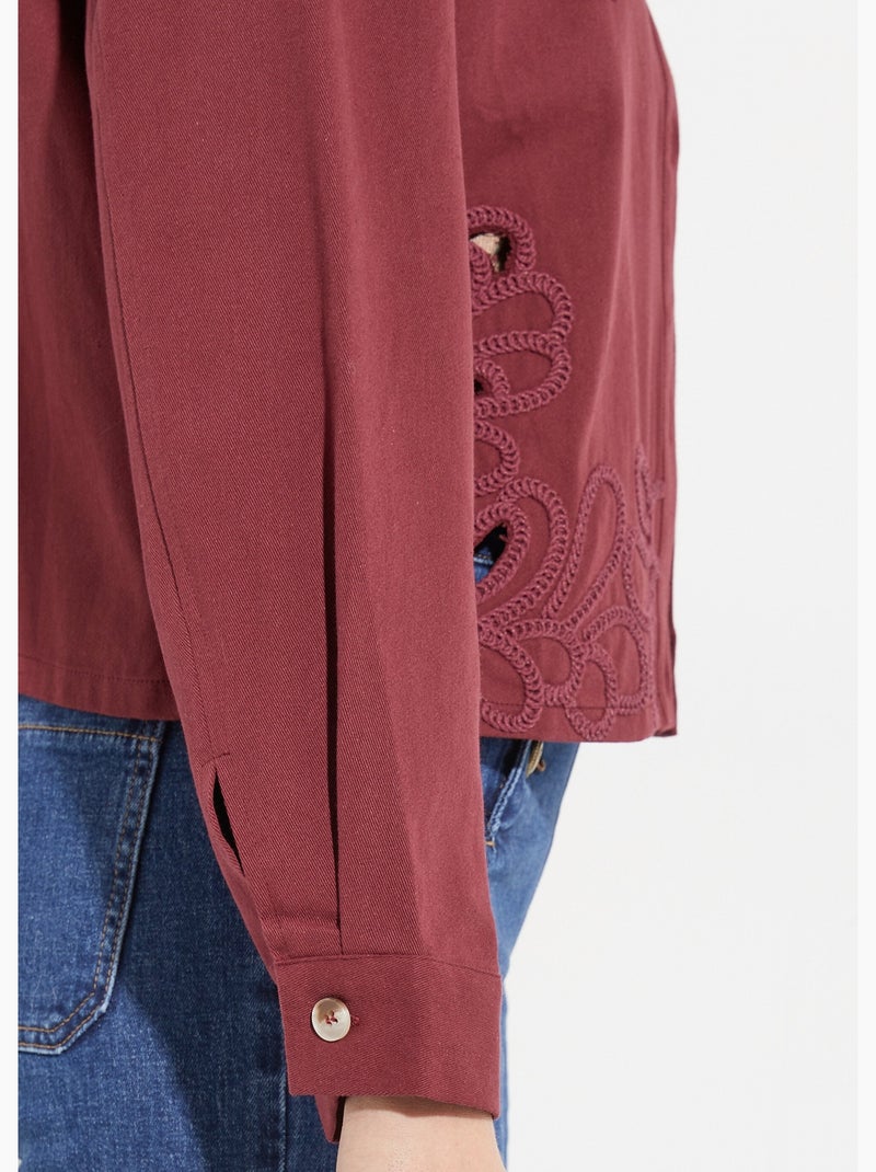 Veste courte en denim, détails ajourés - AFIBEL Bordeaux - Kiabi