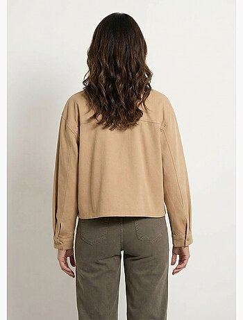 Veste courte en denim, détails ajourés - AFIBEL