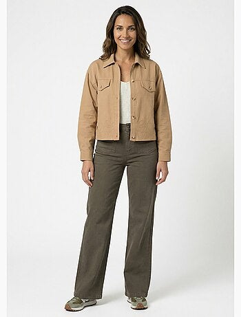 Veste courte en denim, détails ajourés - AFIBEL