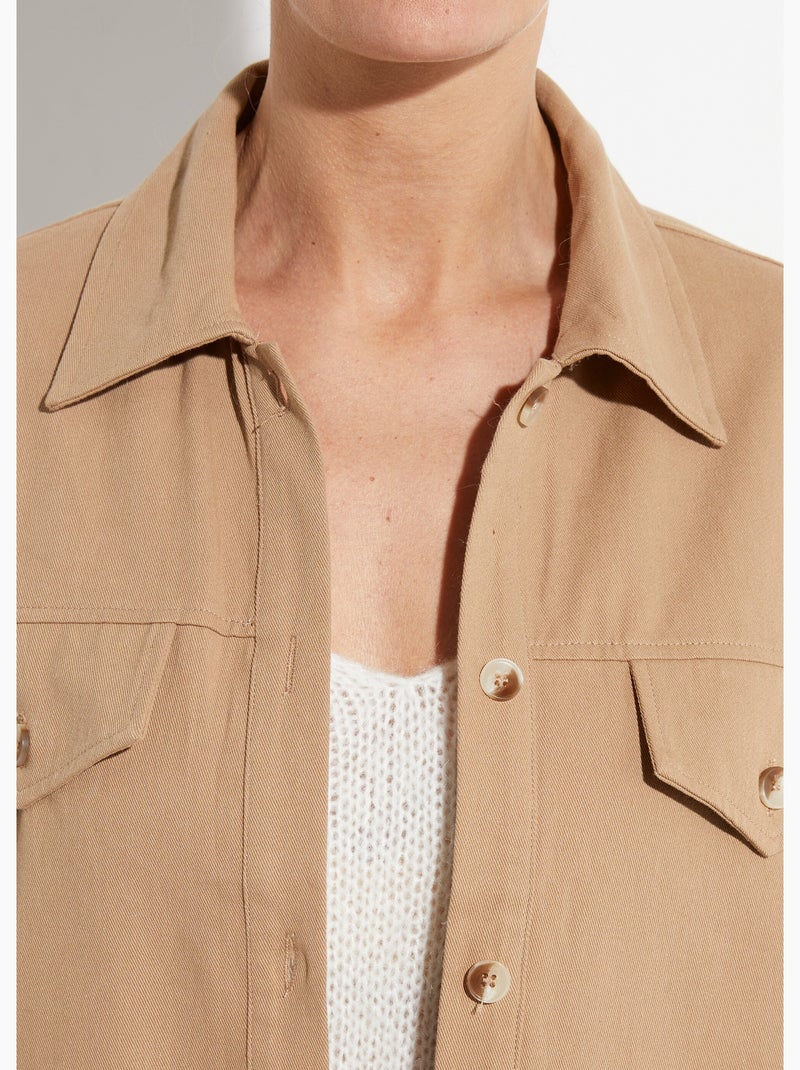 Veste courte en denim, détails ajourés - AFIBEL Camel - Kiabi