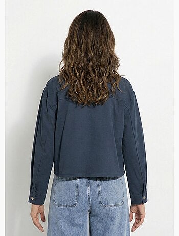 Veste courte en denim, détails ajourés