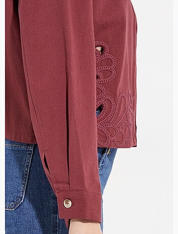 Veste courte en denim, détails ajourés