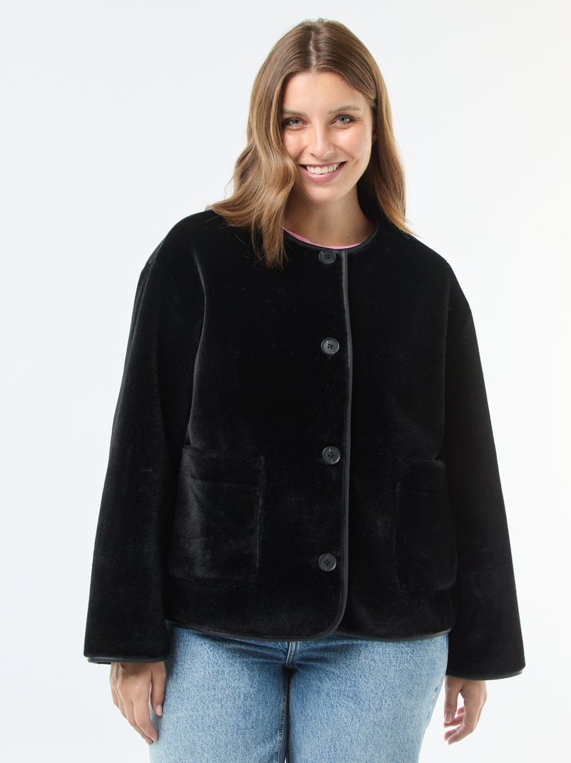 Veste courte en fausse fourrure Noir - Kiabi