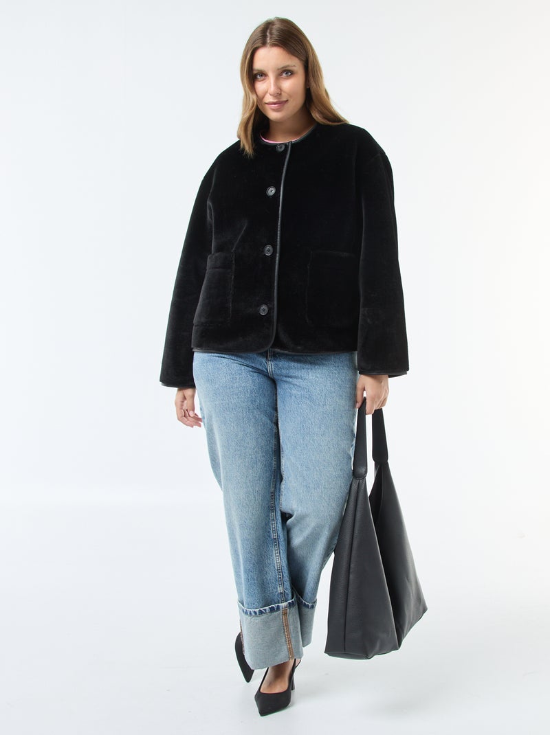 Veste courte en fausse fourrure Noir - Kiabi