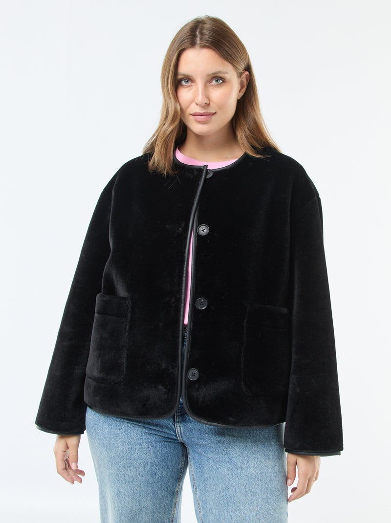 Veste courte en fausse fourrure Noir - Kiabi