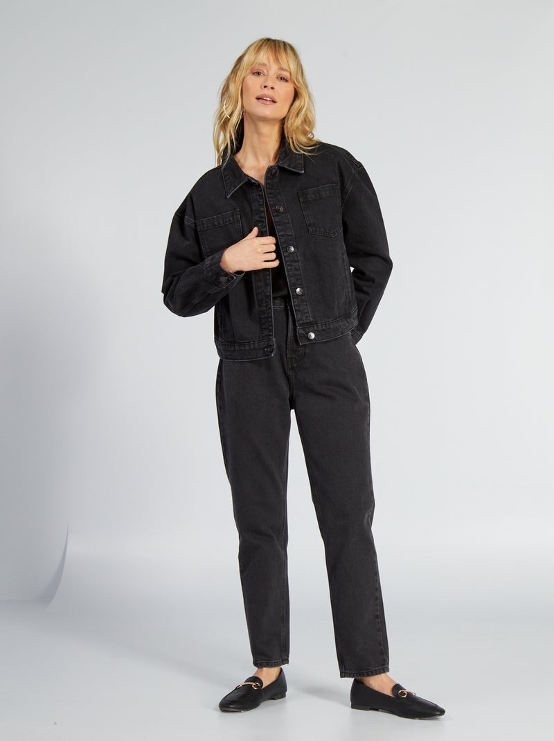 Veste courte en jean Noir - Kiabi