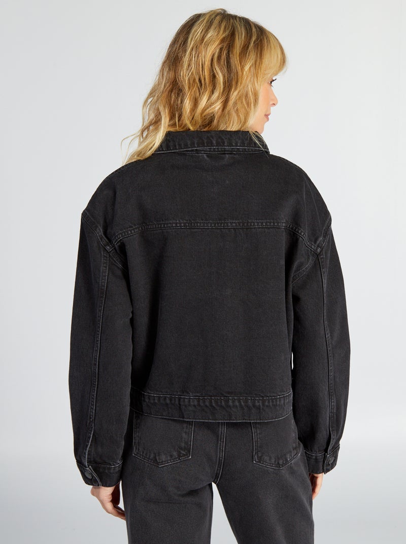 Veste courte en jean Noir - Kiabi