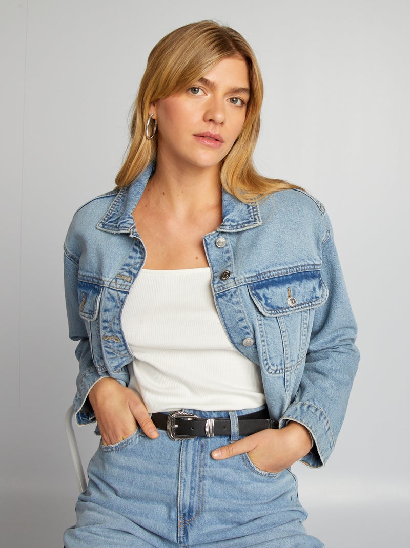 Veste courte en jean Triple stone - Kiabi