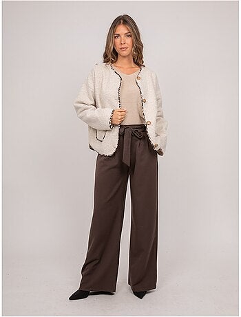 Veste courte en lainage bouclé biais léopard ubila
