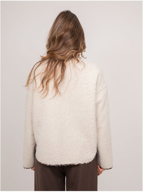 Veste courte en lainage bouclé biais léopard ubila - Kiabi Veste courte en lainage bouclé biais léopard ubila - Kiabi