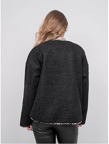 Veste courte en lainage bouclé biais léopard ubila