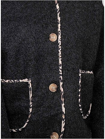 Veste courte en lainage bouclé biais léopard ubila