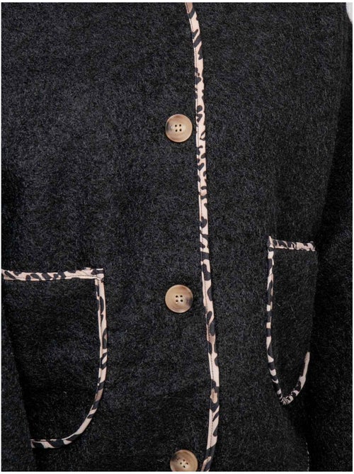 Veste courte en lainage bouclé biais léopard ubila - Kiabi Veste courte en lainage bouclé biais léopard ubila - Kiabi