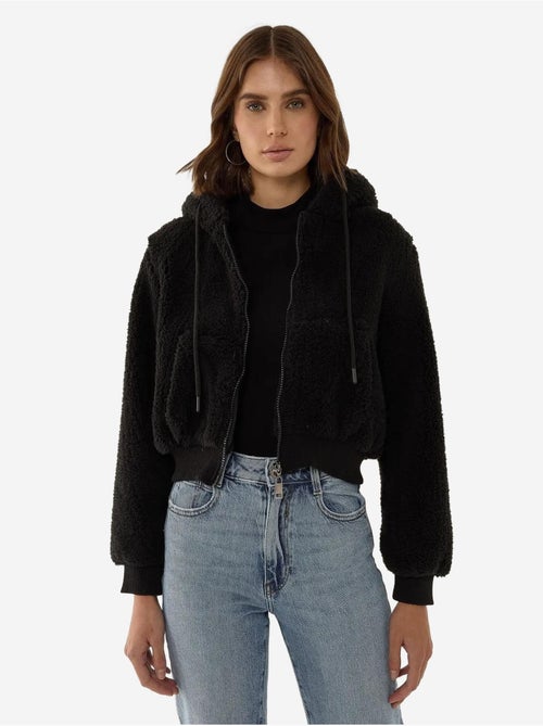 Veste courte en peluche avec col zippé - Kiabi