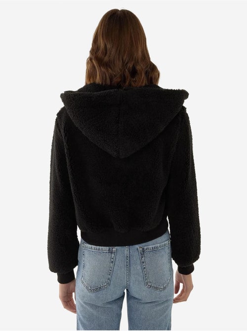 Veste courte en peluche avec col zippé - Kiabi