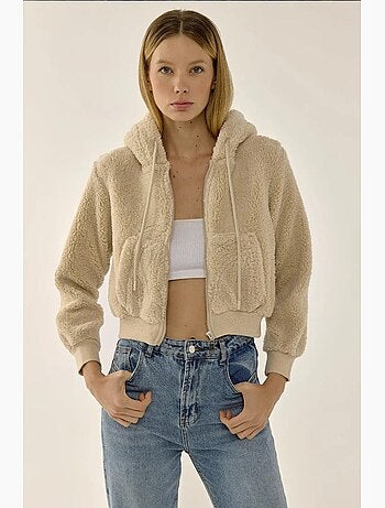 Veste courte en peluche col zippé hiccup