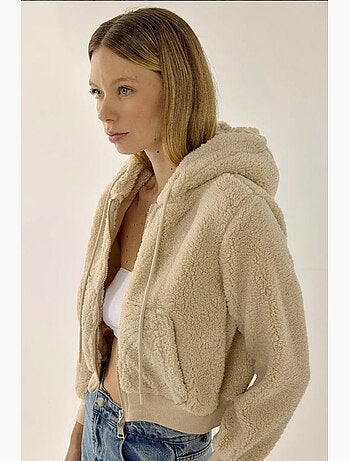 Veste courte en peluche col zippé hiccup