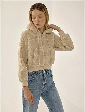 Veste courte en peluche col zippé hiccup
