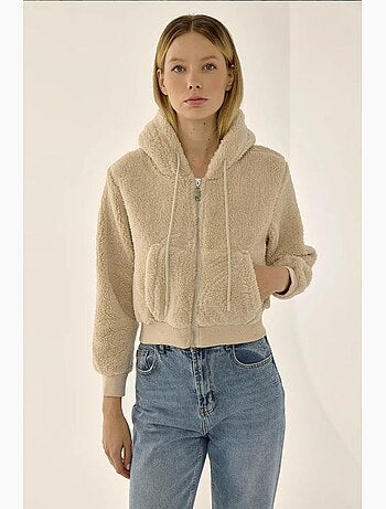 Veste courte en peluche col zippé hiccup