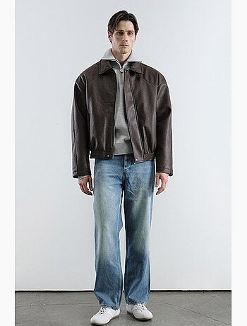 Veste courte en simili cuir à fermeture éclair giesto