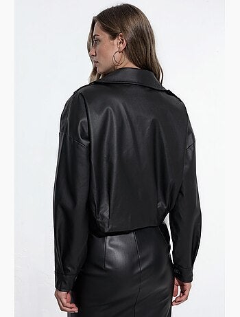 Veste courte en similicuir avec poches hiccup