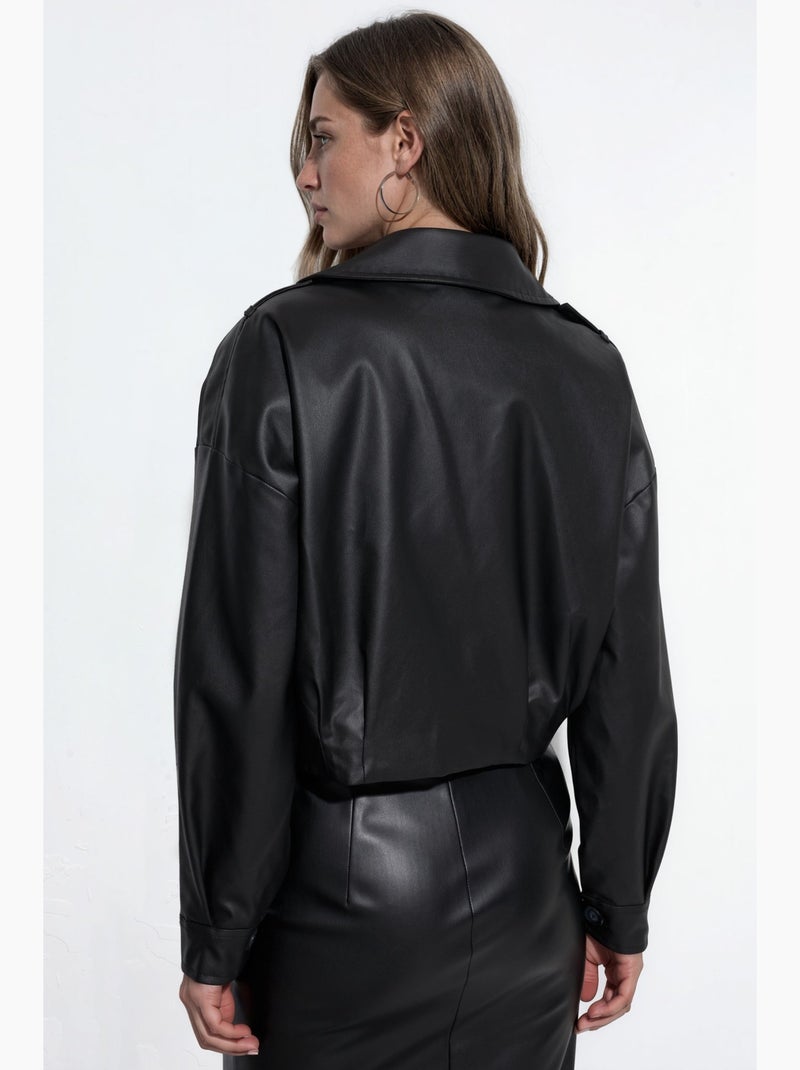 Veste courte en similicuir avec poches hiccup Noir - Kiabi