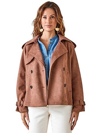 Veste courte en suédine esprit trench