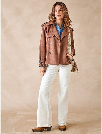 Veste courte en suédine esprit trench