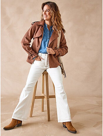 Veste courte en suédine esprit trench