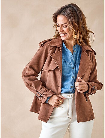 Veste courte en suédine esprit trench