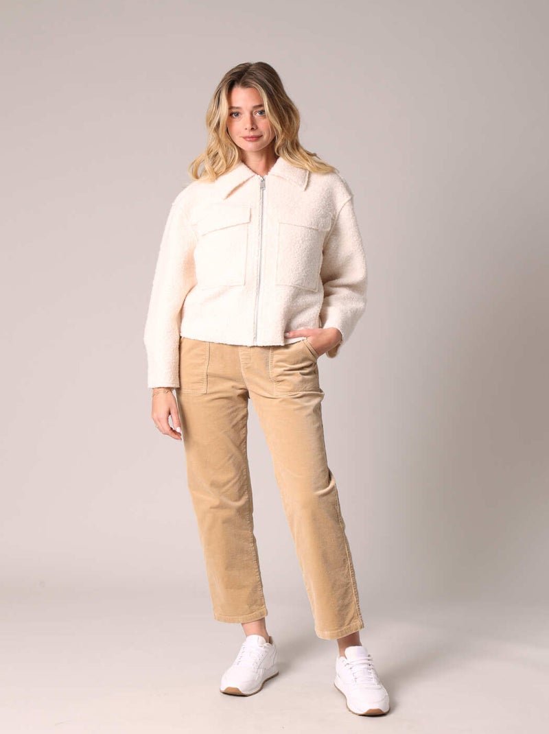 Veste courte en tissu effet bouclé 'Deeluxe' Beige argile - Kiabi