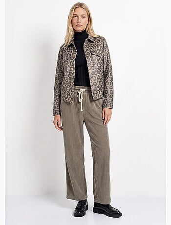 Veste courte en toile motif panthère - afibel