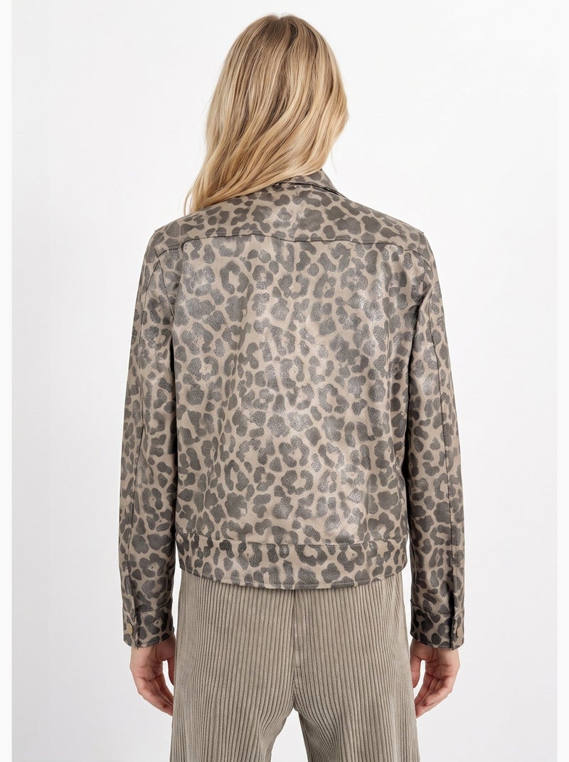Veste courte en toile motif panthère - afibel Multicolore - Kiabi