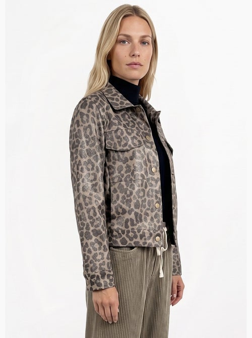 Veste courte en toile motif panthère - afibel - Kiabi