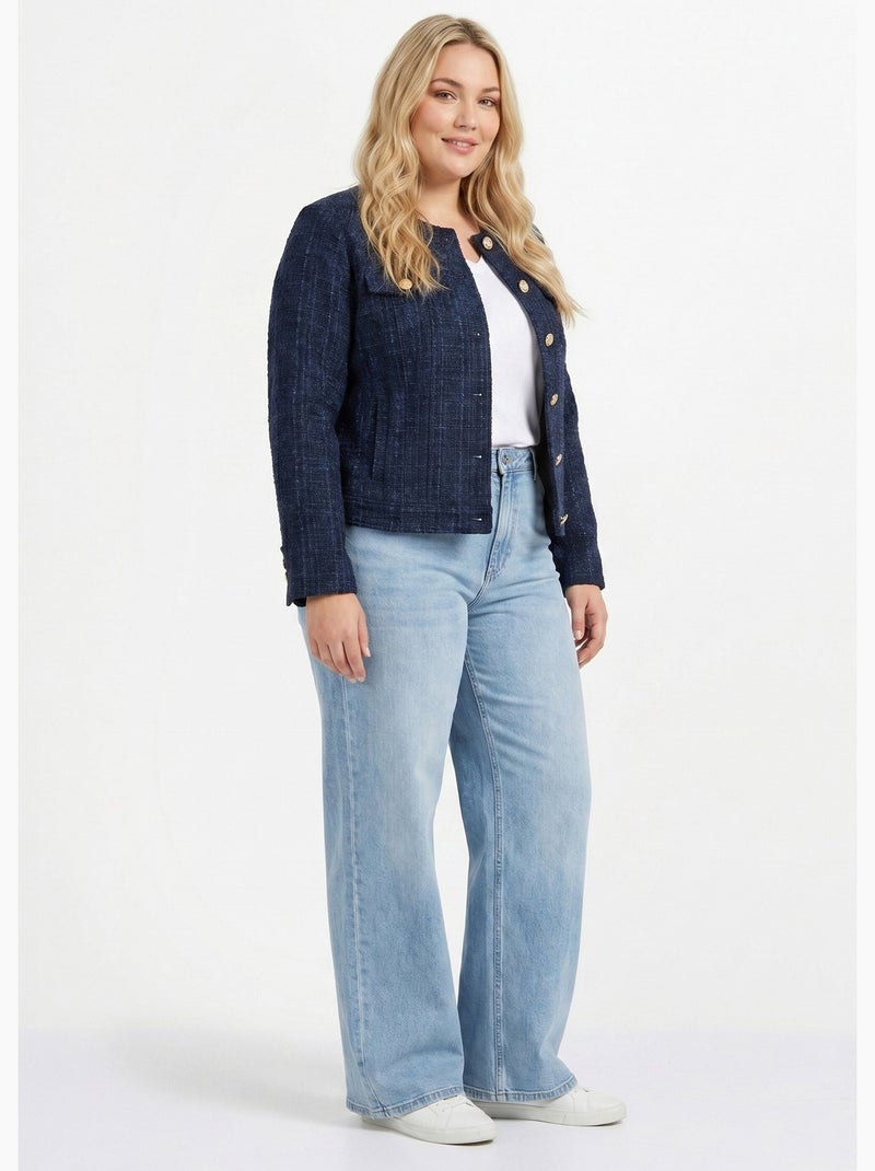 Veste courte esprit couture - afibel Bleu marine - Kiabi