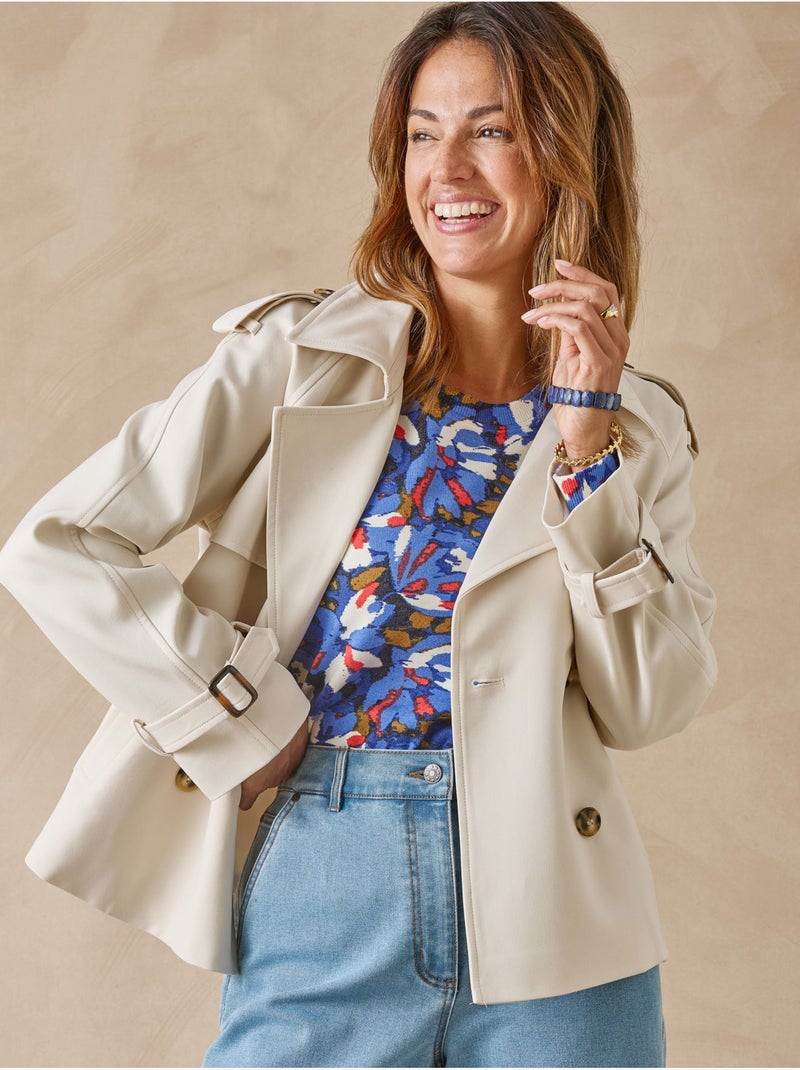 Veste courte esprit trench - DAXON Ecru - Kiabi