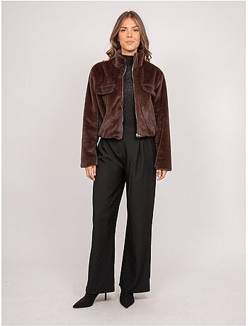 Veste courte fausse fourrure zippée ulola