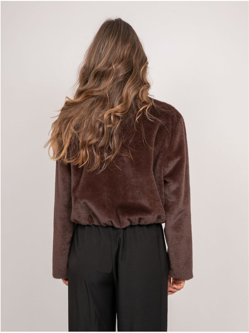 Veste courte fausse fourrure zippée ulola Marron - Kiabi