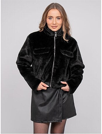 Veste courte fausse fourrure zippée ulola