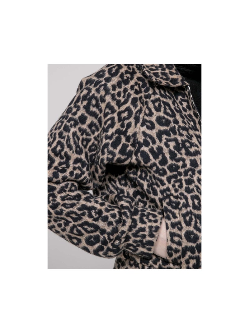 Veste courte imprimé léopard UMADIE Marron - Kiabi