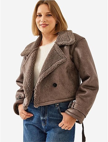 Veste courte laminée aller detail lucci