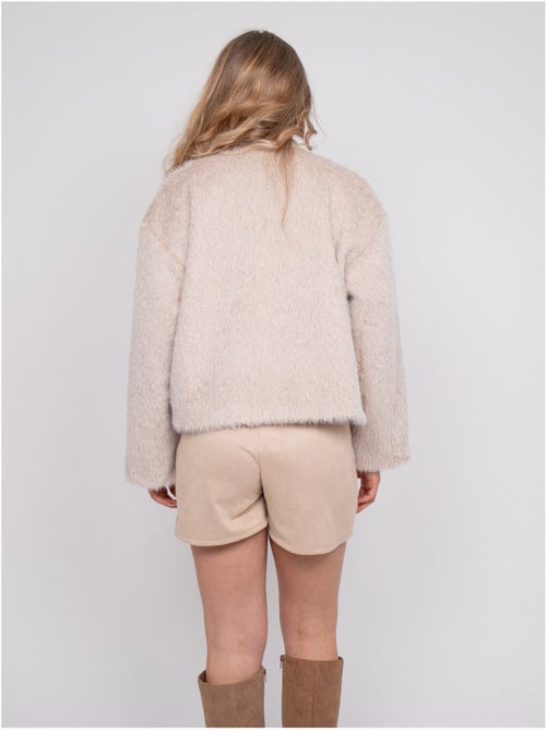 Veste courte maille poil long usonia - Kiabi Veste courte maille poil long usonia - Kiabi