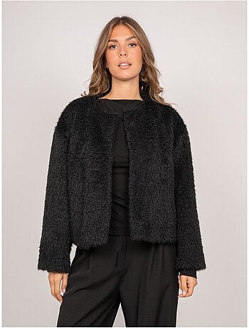 Veste courte maille poil long usonia