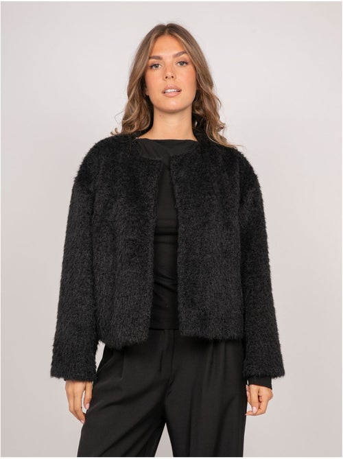 Veste courte maille poil long usonia - Kiabi Veste courte maille poil long usonia - Kiabi