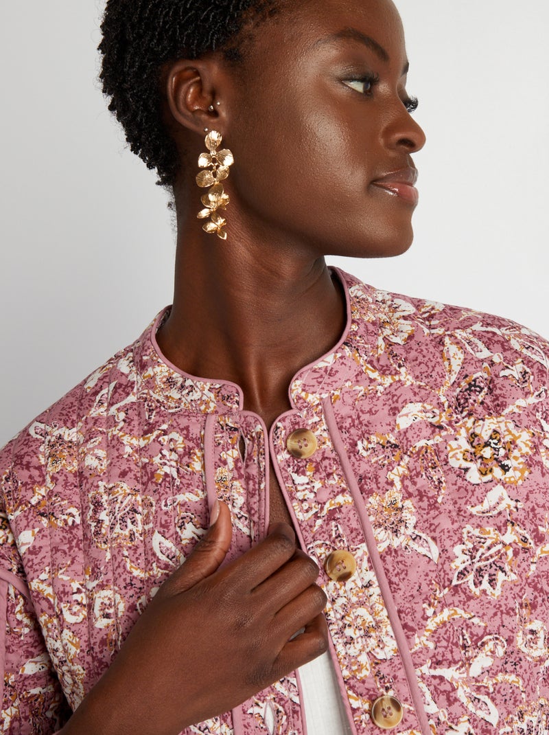 Veste courte matelassée fleurie Rose - Kiabi
