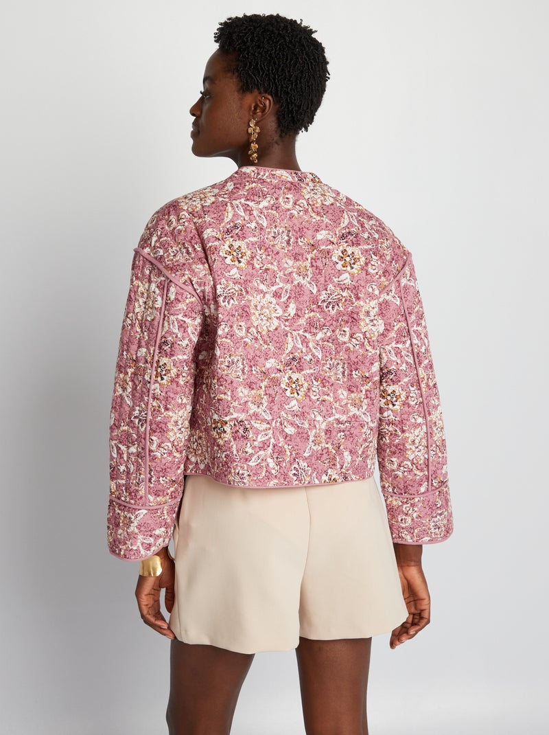 Veste courte matelassée fleurie ROSE - Kiabi