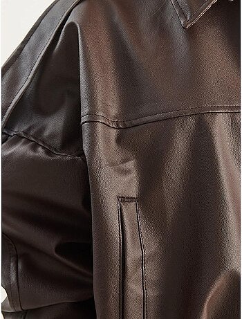 Veste courte oversize en similicuir avec fermeture éclair lucci